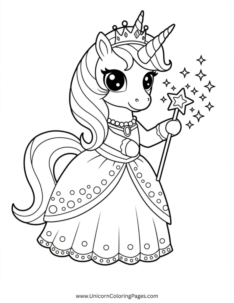 Unicorn Princess Holding a Magic Wand